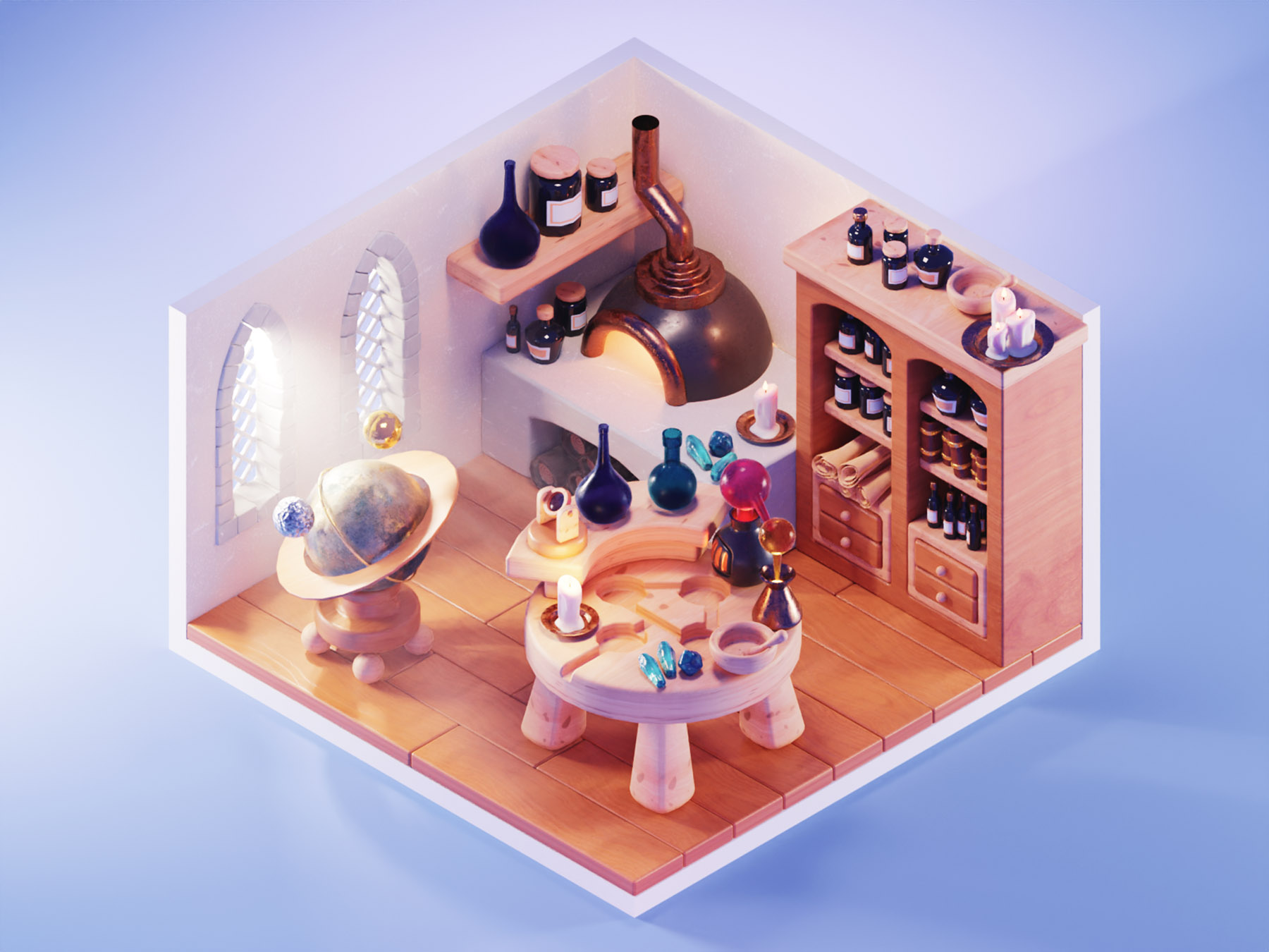 Alchemist alchemist fantasy stylized low poly lowpolyart diorama lowpo.jpg