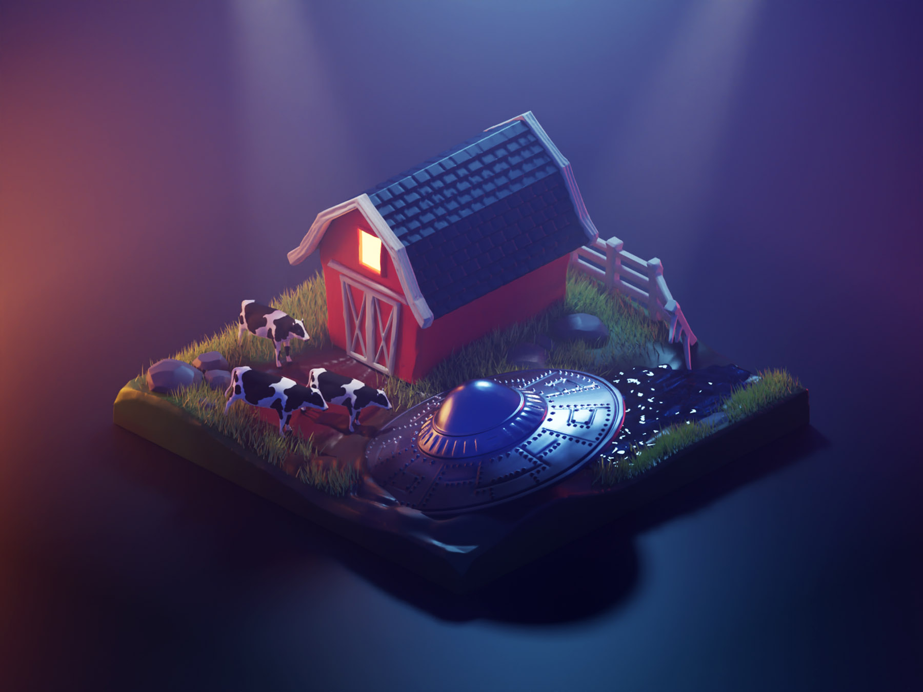 Alien Crash ufo aliens alien diorama isometric render blender illustra.jpg