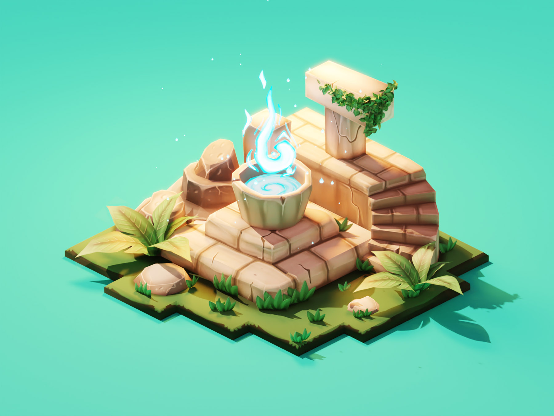 Ancient Altar texture painting painted lowpolyart diorama low poly iso.jpg