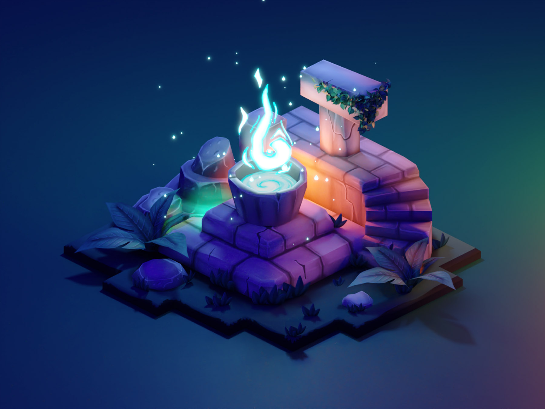 Ancient Altar stylized lowpolyart diorama low poly isometric lowpoly r.jpg
