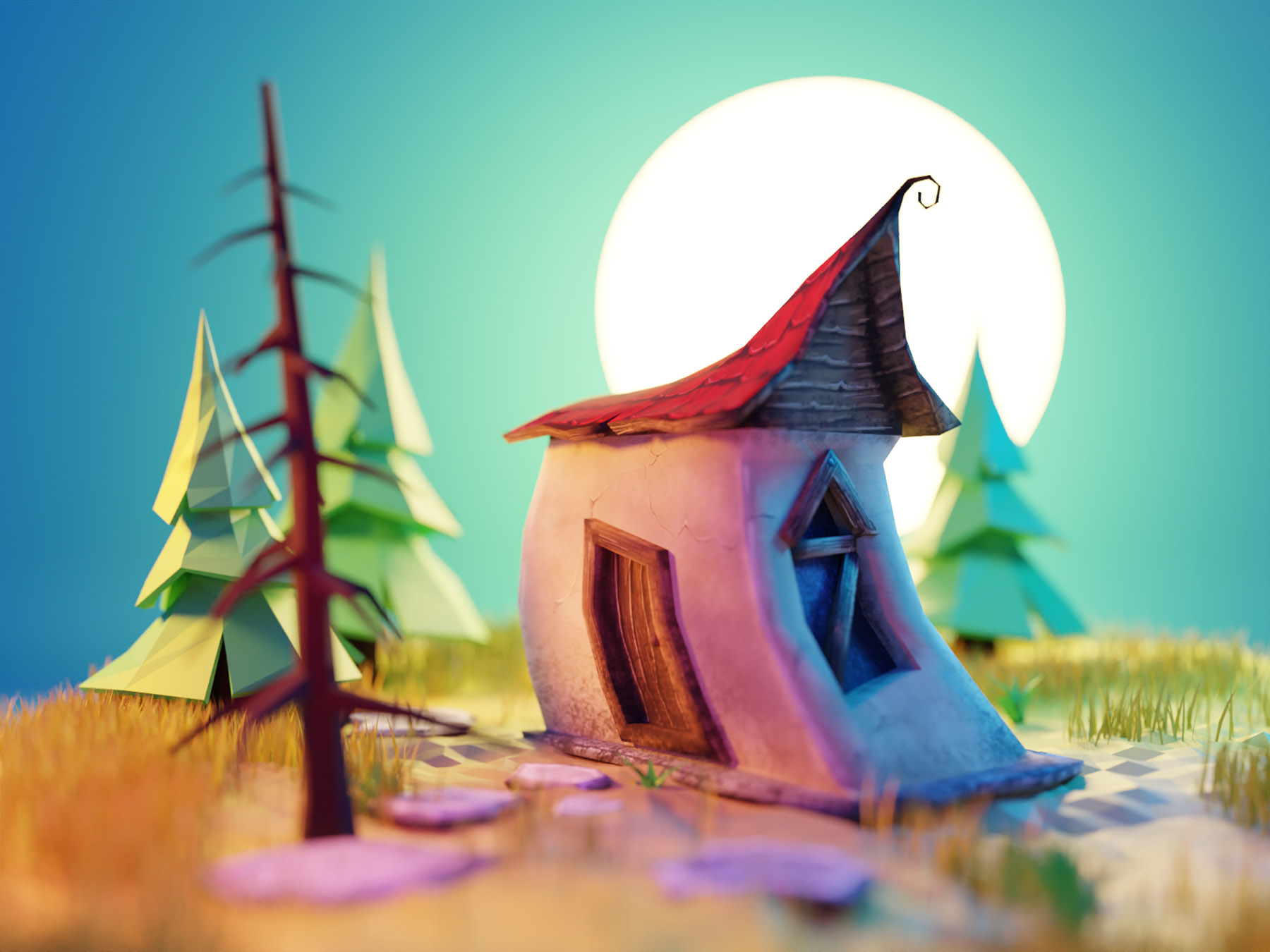 Cabin in the Woods burton substance painter lowpolyart low poly lowpol.jpg