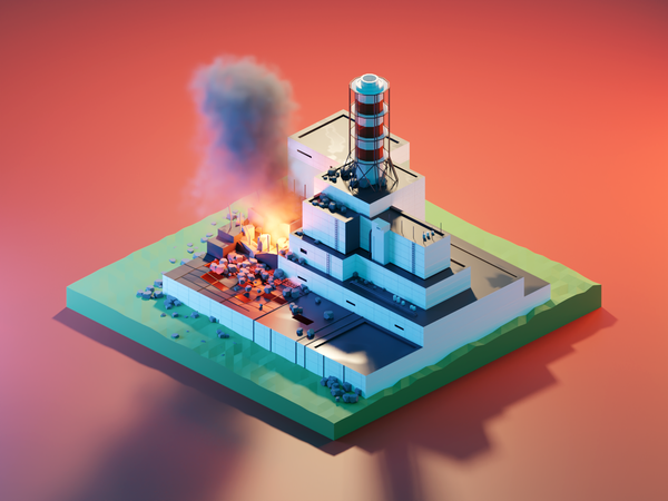 Chernobyl powerplant chernobyl lowpolyart diorama low poly model isome.png