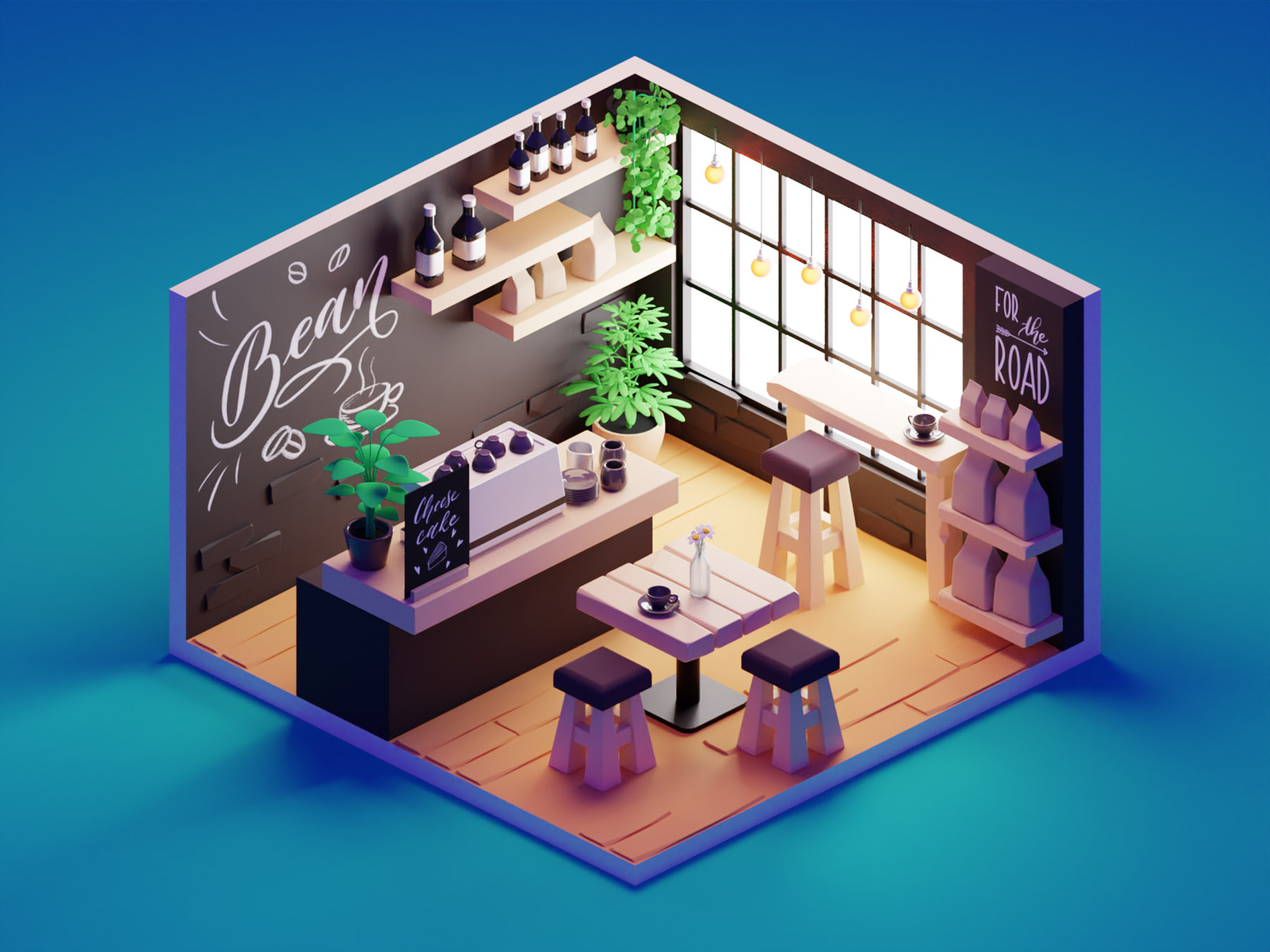 Coffee Shop room coffee shop hipster cafe coffeeshop lowpolyart low po.jpg