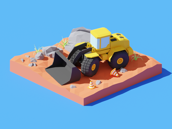 Construction Loader Diorama vehicle construction lowpolyart low poly d.png