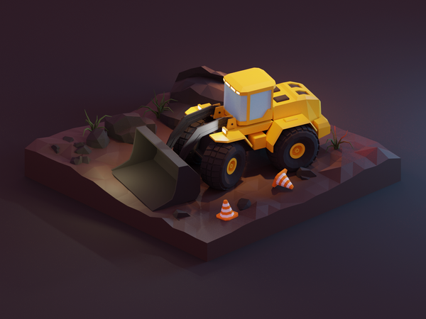 Construction Vehicle night vehicle construction lowpolyart diorama low.png