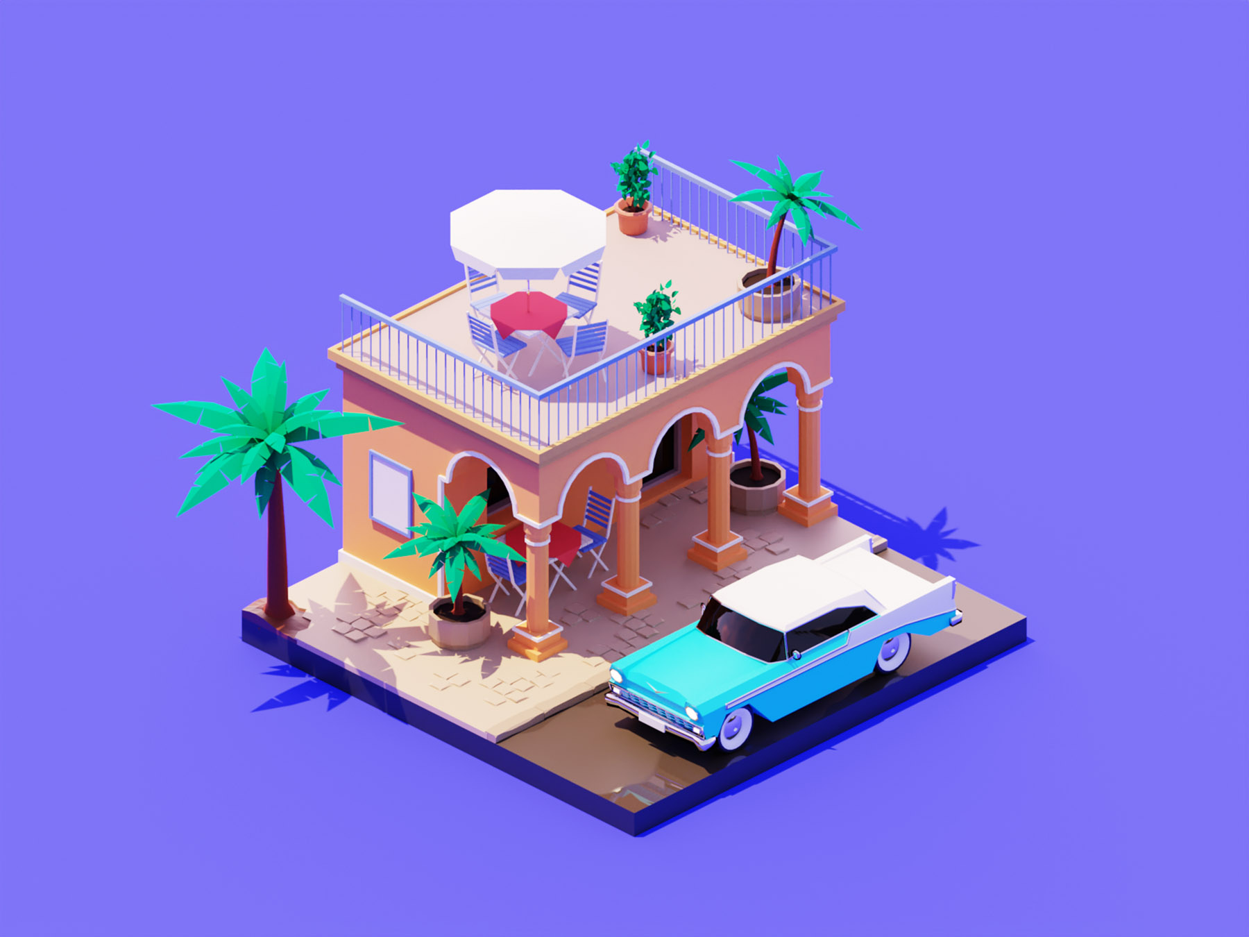 Cuba summer havana cuba city low poly lowpolyart diorama isometric low.jpg