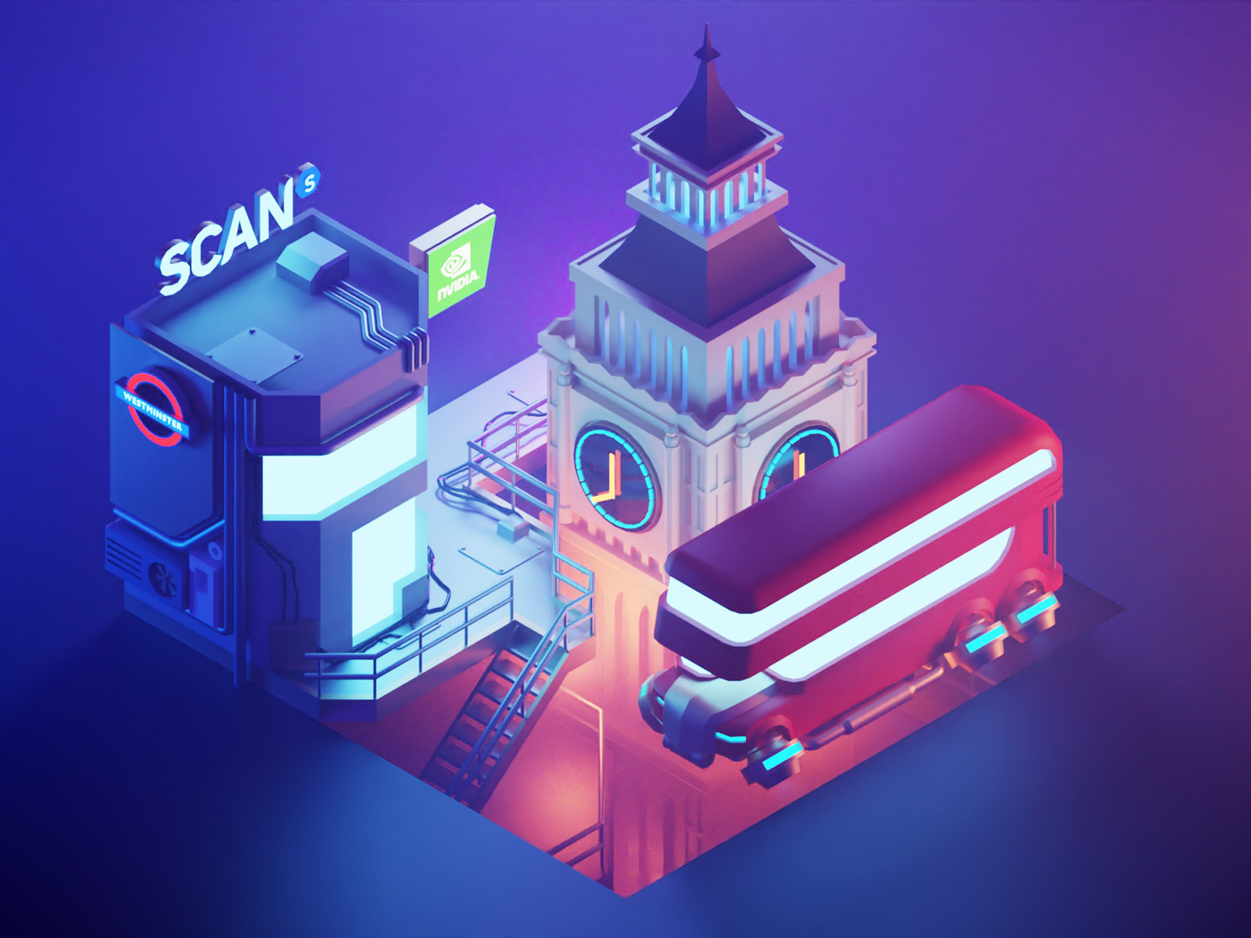 Cyberpunk London city london cyberpunk lowpolyart low poly diorama low.jpg