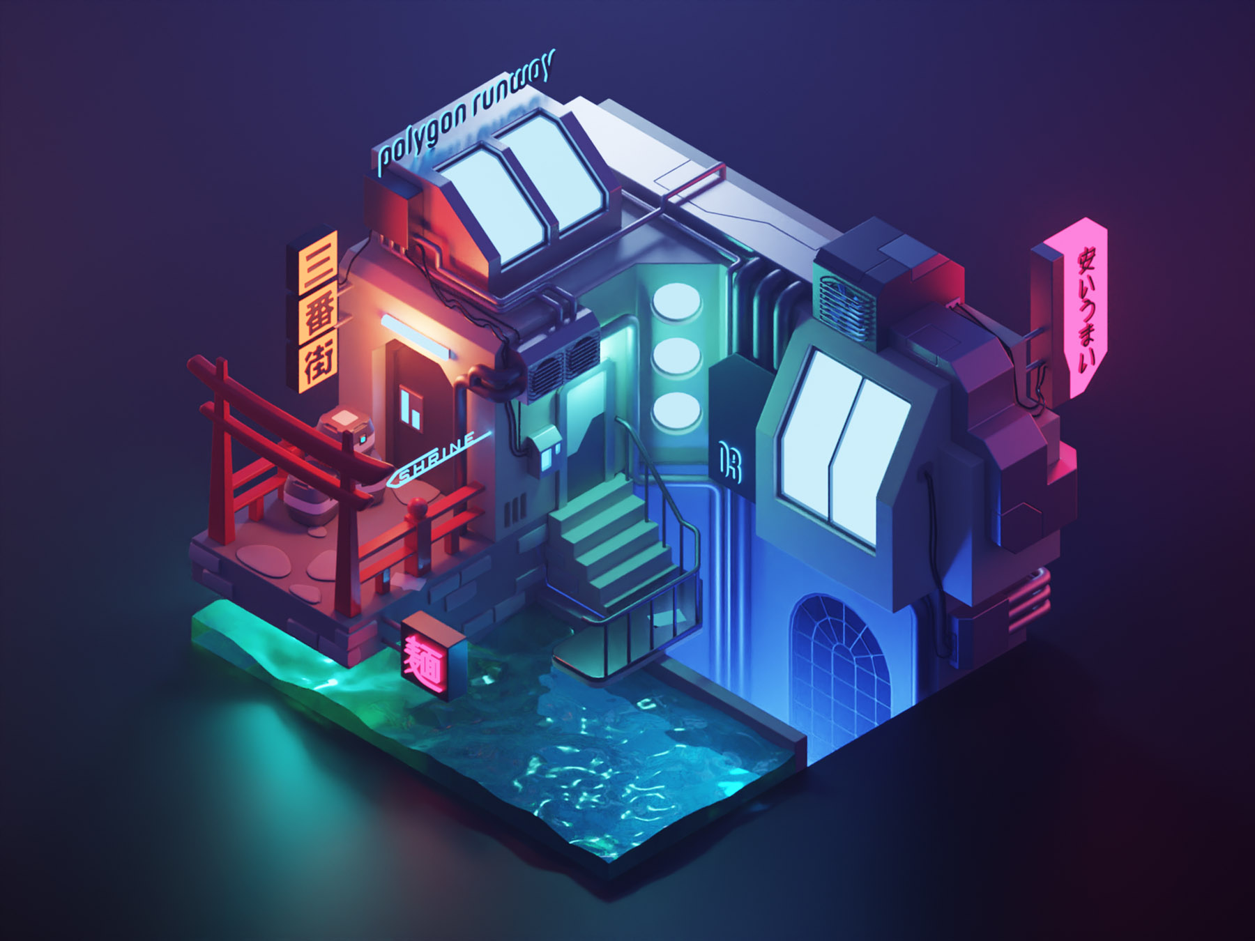 Cyberpunk Waterfront hard surface scifi neuromancer cyberpunk lowpolya.jpg