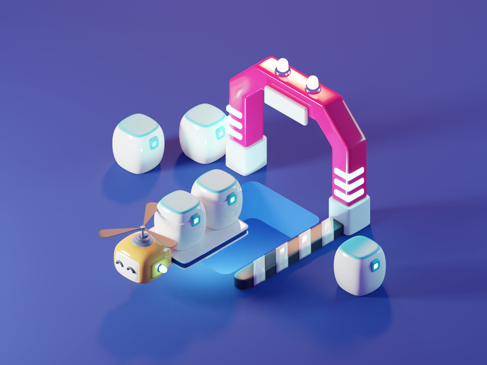 Delivery Bot bot web illustration 3d illustration isometric render ble.png