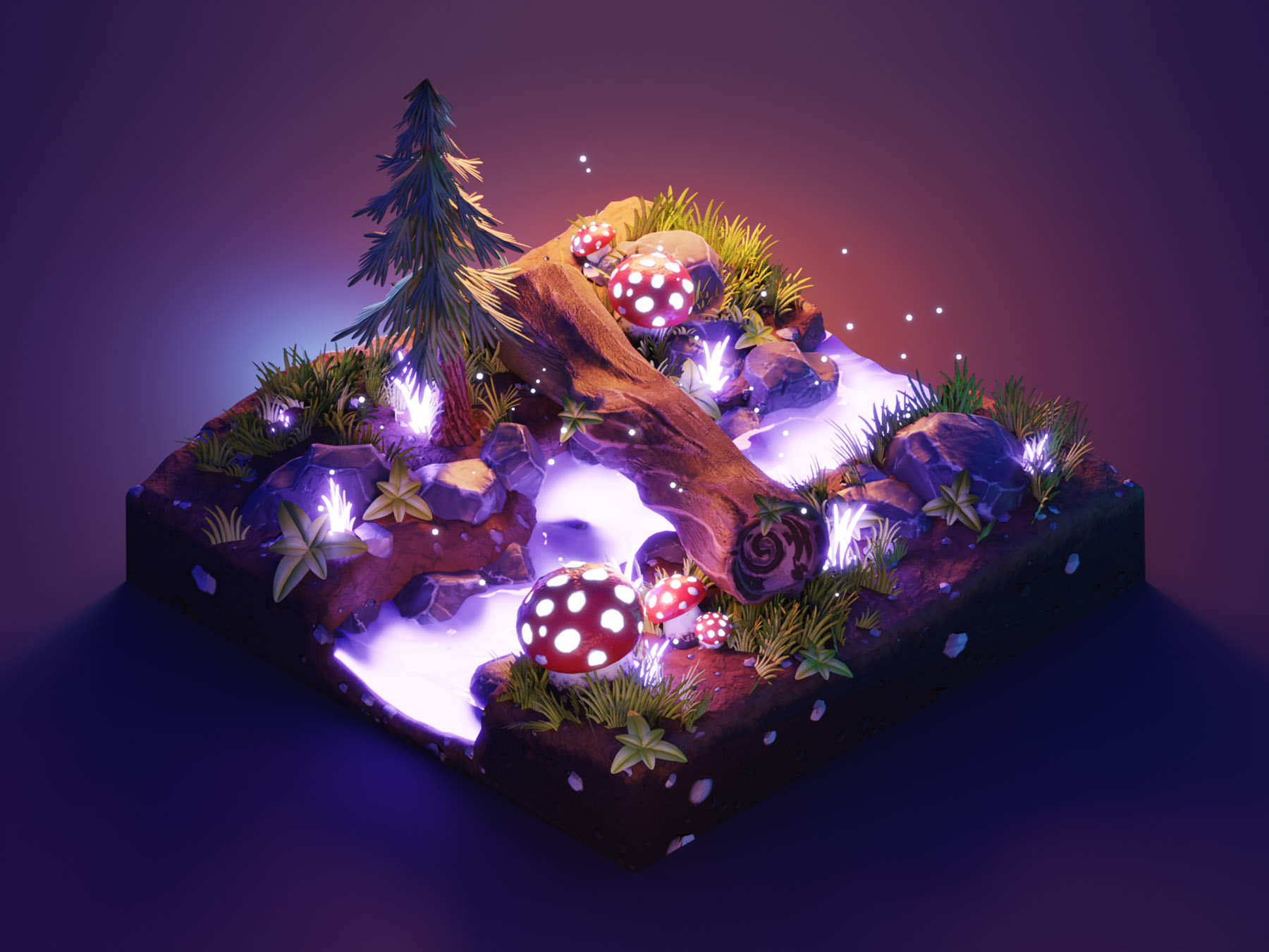 Enchanted Forest fantasy stylized lowpolyart low poly diorama lowpoly.jpg