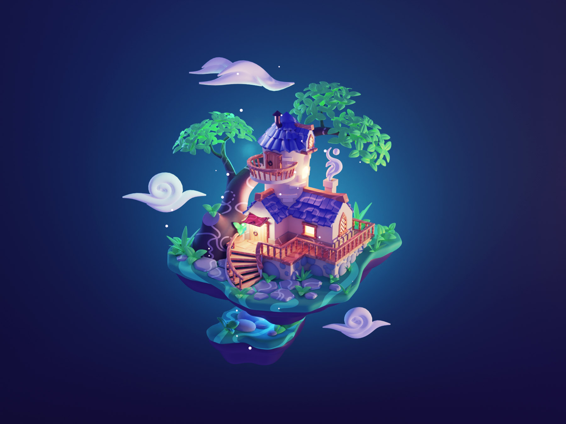 Fantasy House island house fantasy abstract textures diorama blender i.jpg