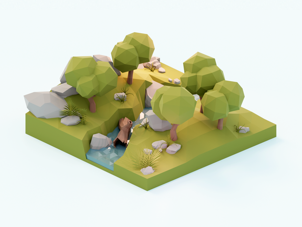 Forest Diorama  forest lowpolyart diorama low poly model isometric low.png
