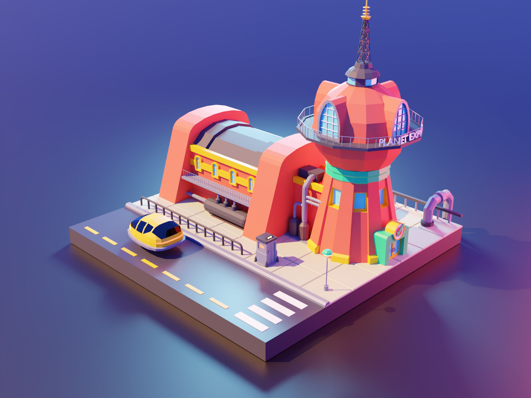Futurama futurama fanart lowpolyart low poly diorama isometric lowpoly.jpg