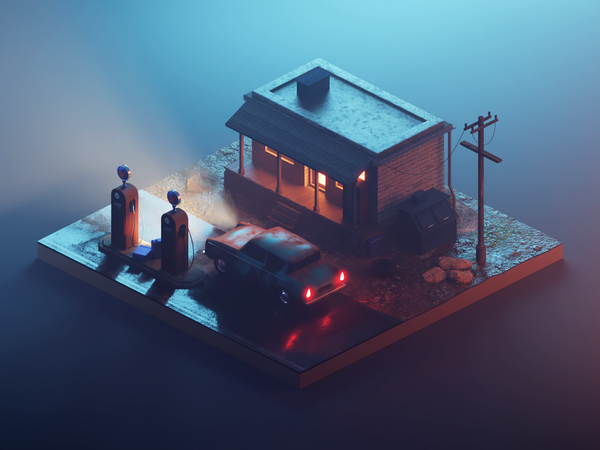 Gas Station Realism Version hardsurface realism building diorama model.png