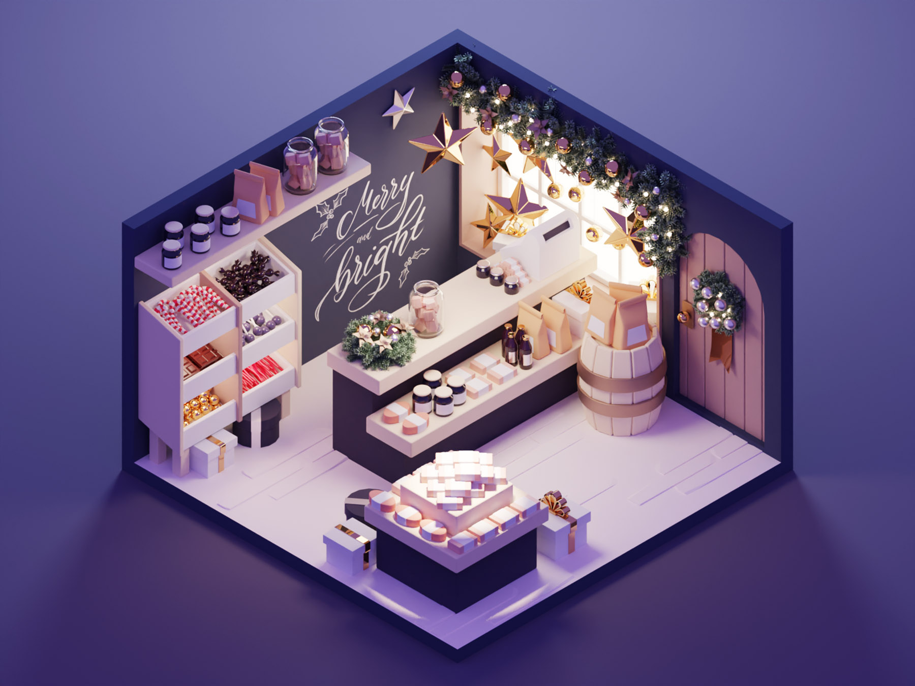 Gift Shop xmas christmas gift shop shop room low poly diorama lowpoly.jpg