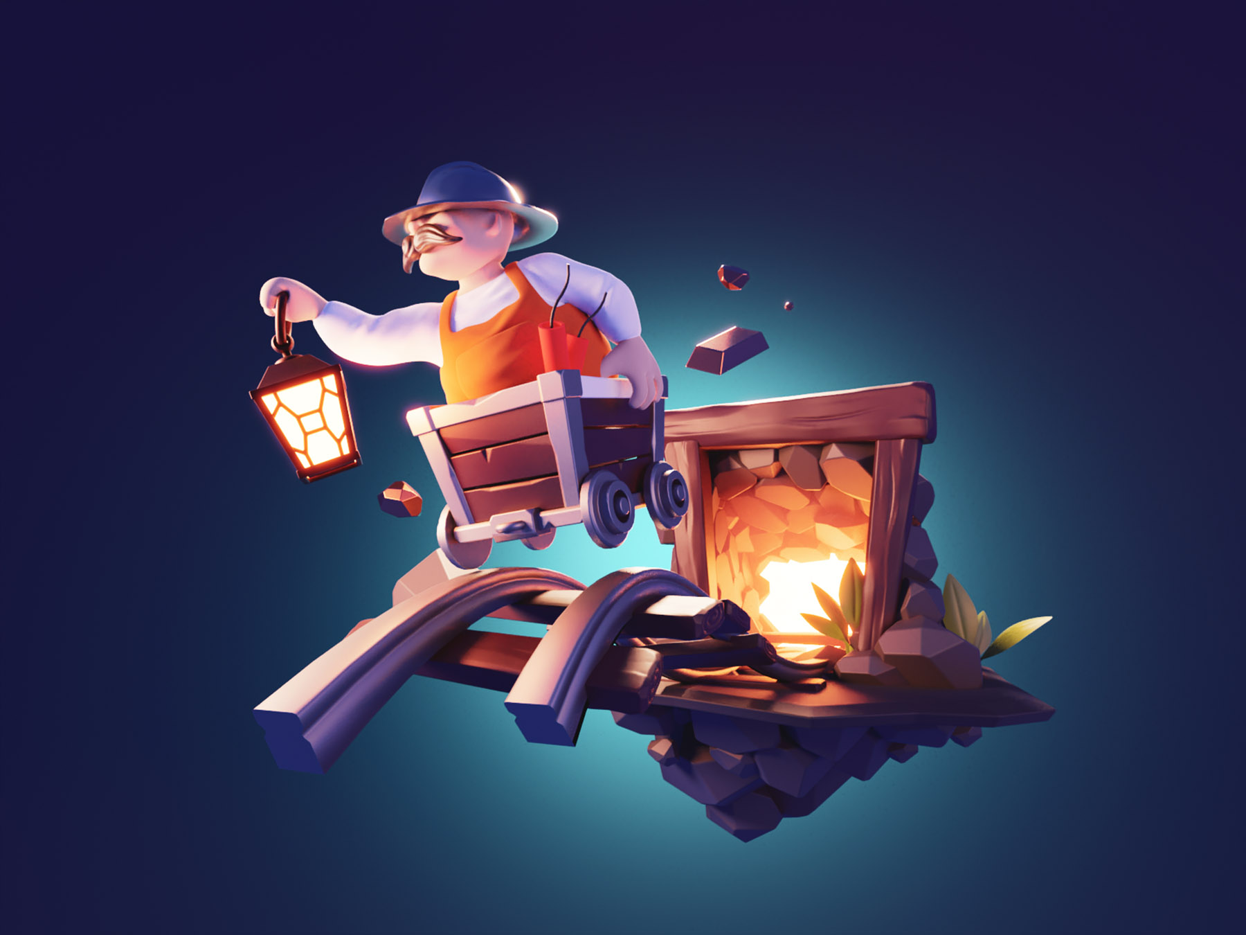 Gold Rush gold rush gold mine character illustration 3d character char.jpg