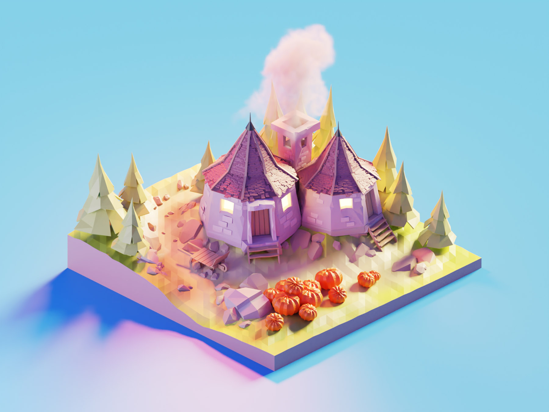 Hagrids Hut hagrids hut harry potter fanart lowpolyart diorama low pol.jpg