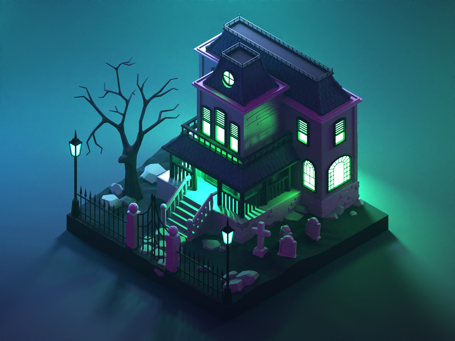 Haunted House house spooky haunted house halloween lowpolyart low poly.jpg