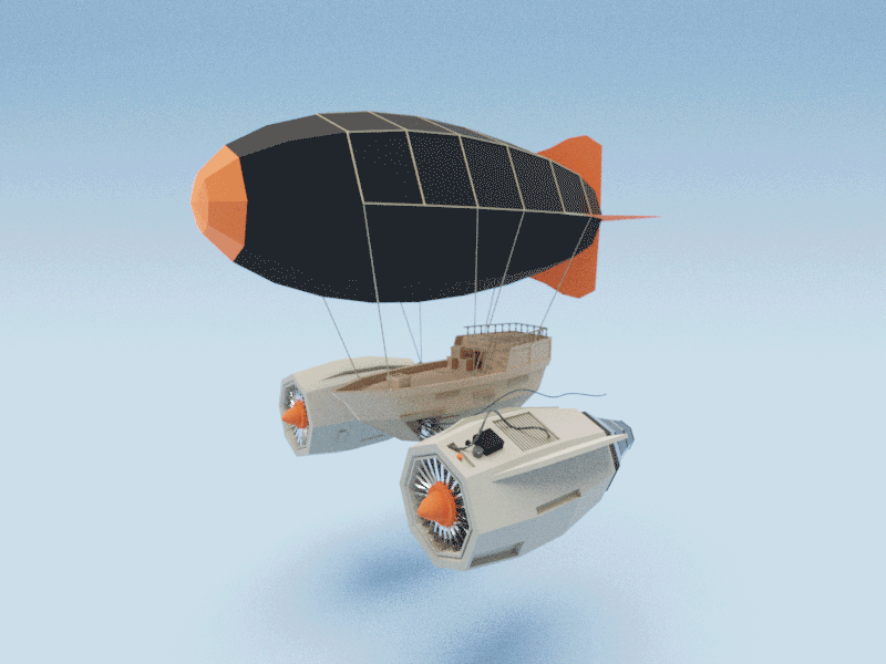 Hovering Airship airplane flying steampunk jet boat airship motion ani.gif
