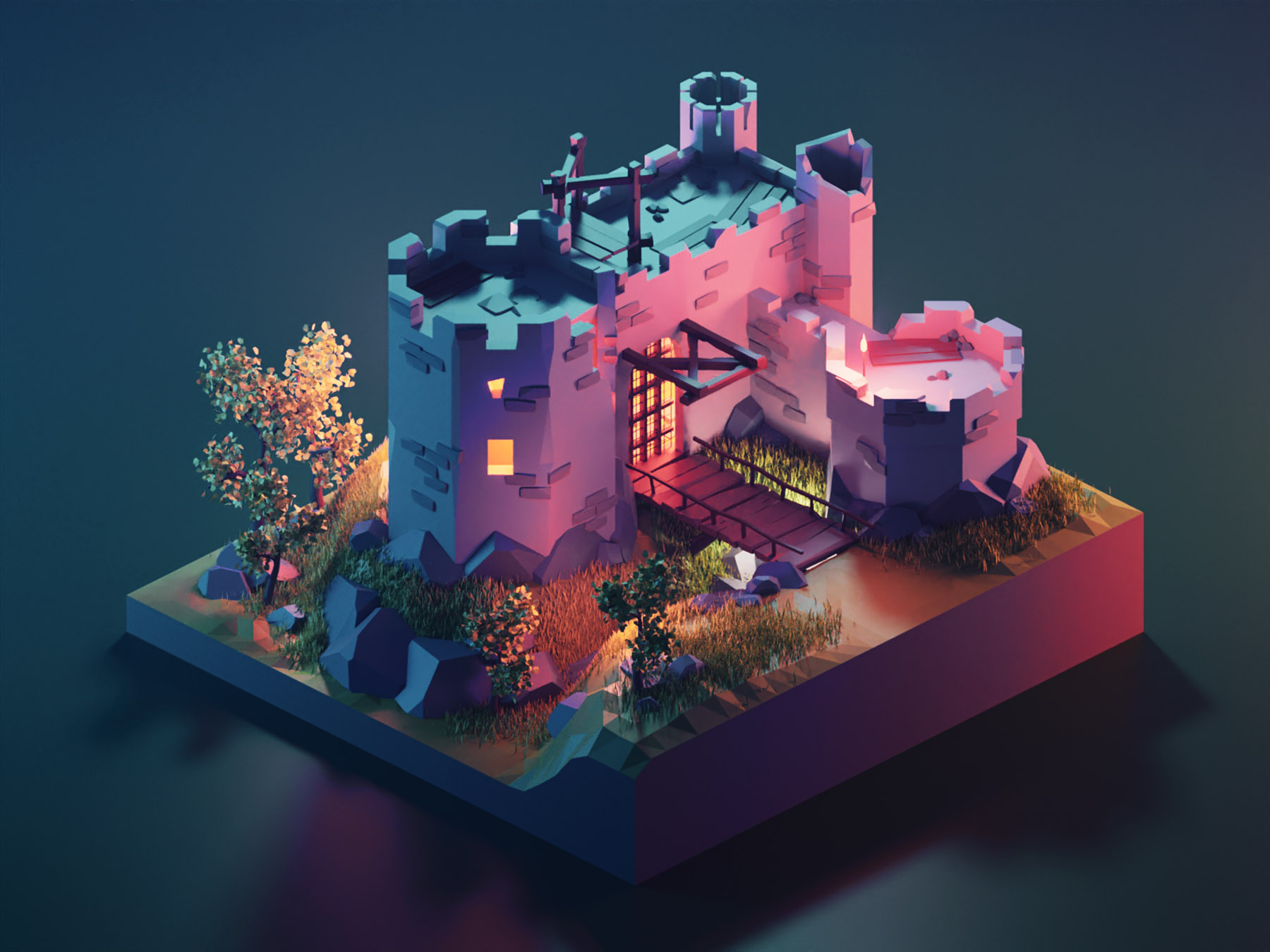 Kaer Morhen medieval castle witcher fanart lowpolyart low poly diorama.jpg