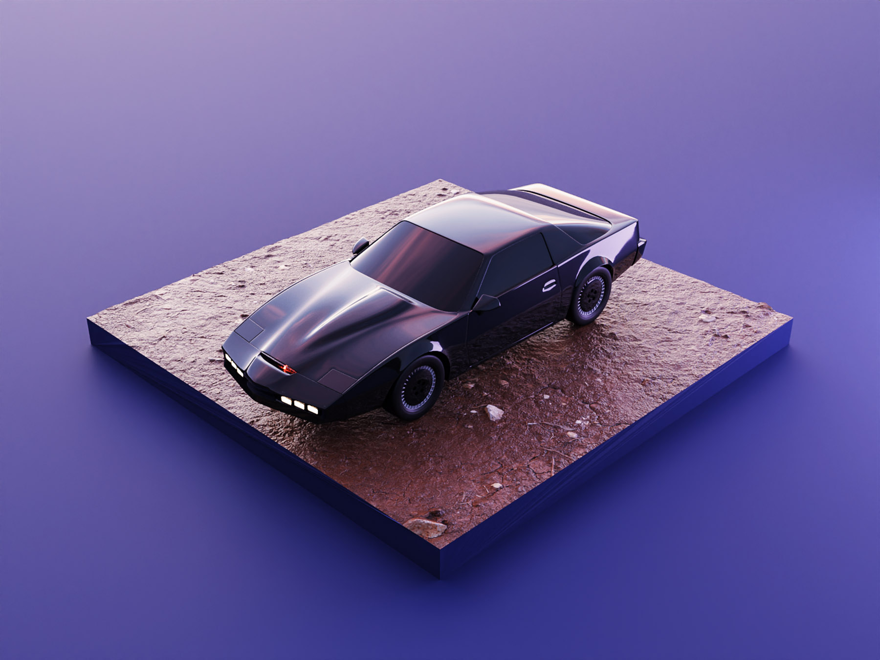 Knight Rider pontiac car knight rider kitt diorama isometric render bl.jpg