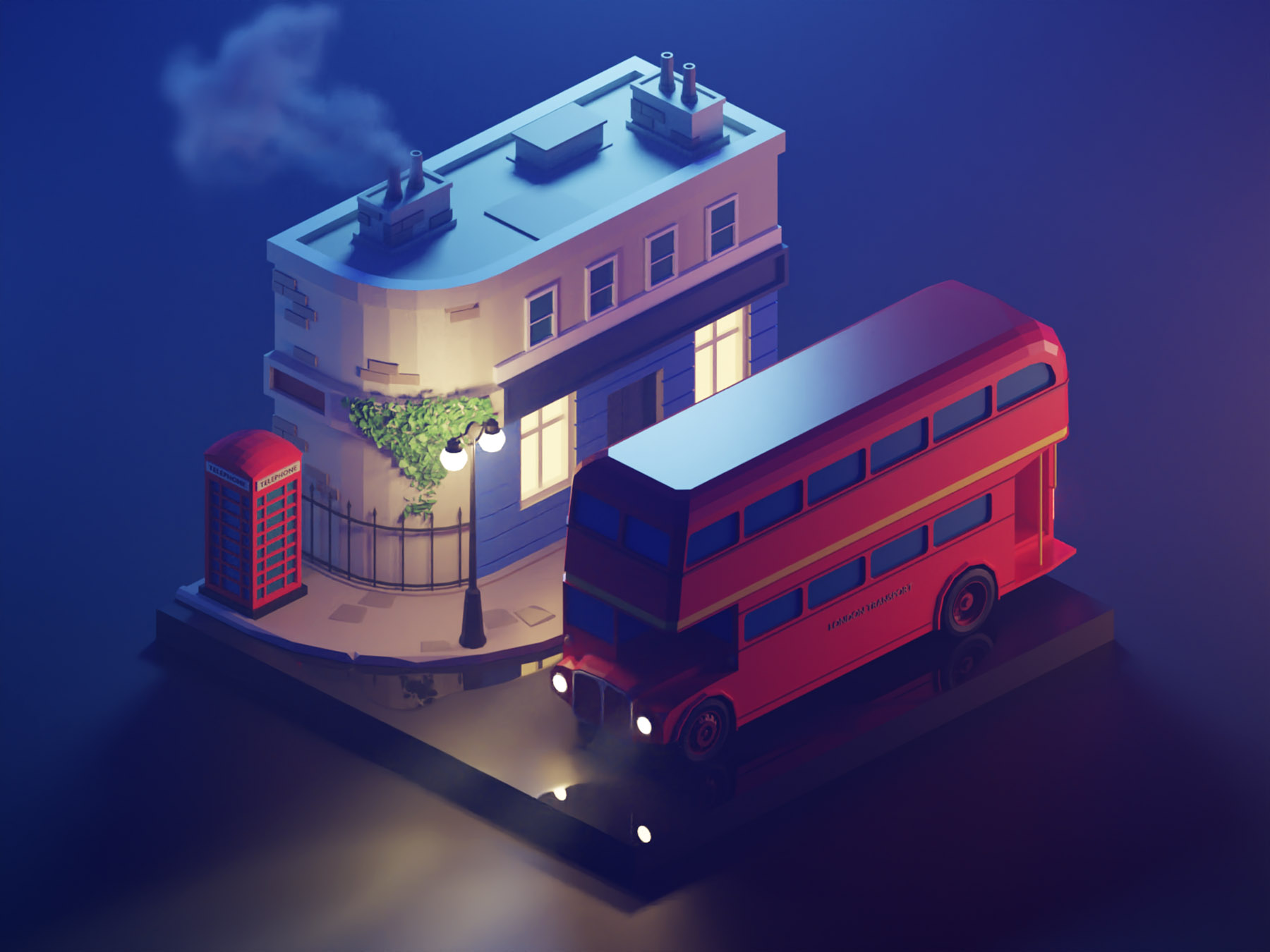 London Night city london lowpolyart low poly diorama isometric lowpoly.jpg