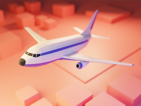 Low Poly Airplane  fly 737 boeing airplane model lowpoly render design.png