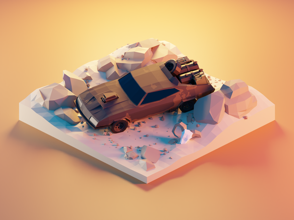 Mad Max Interceptor ford falcon vehicle car mad max fanart lowpolyart.png