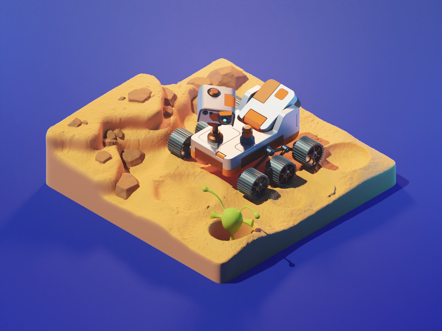 Mars Rover perseverance rover mars space diorama isometric render blen.jpg