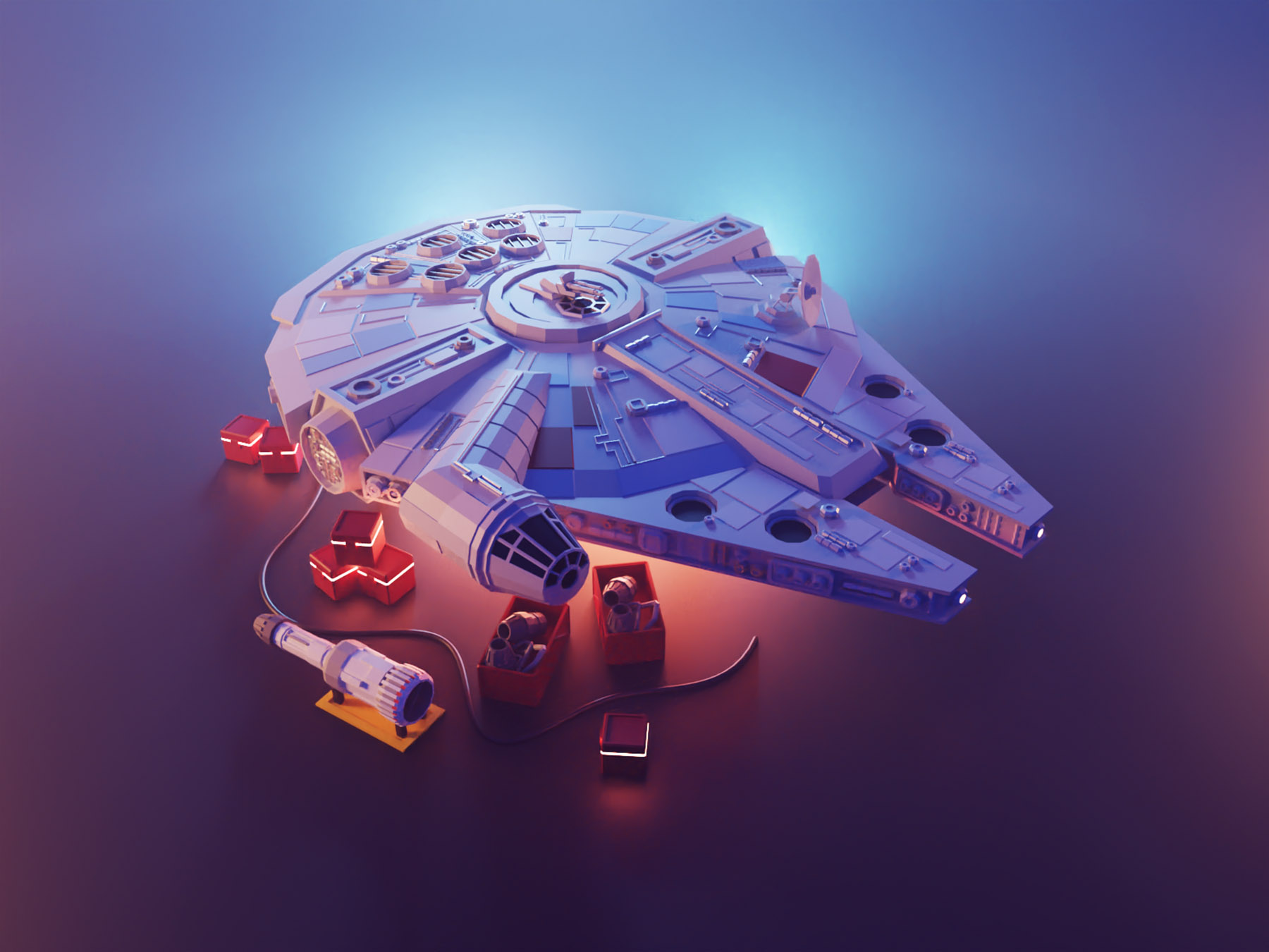 Millenium Falcon millenium falcon star wars fanart lowpolyart diorama.jpg