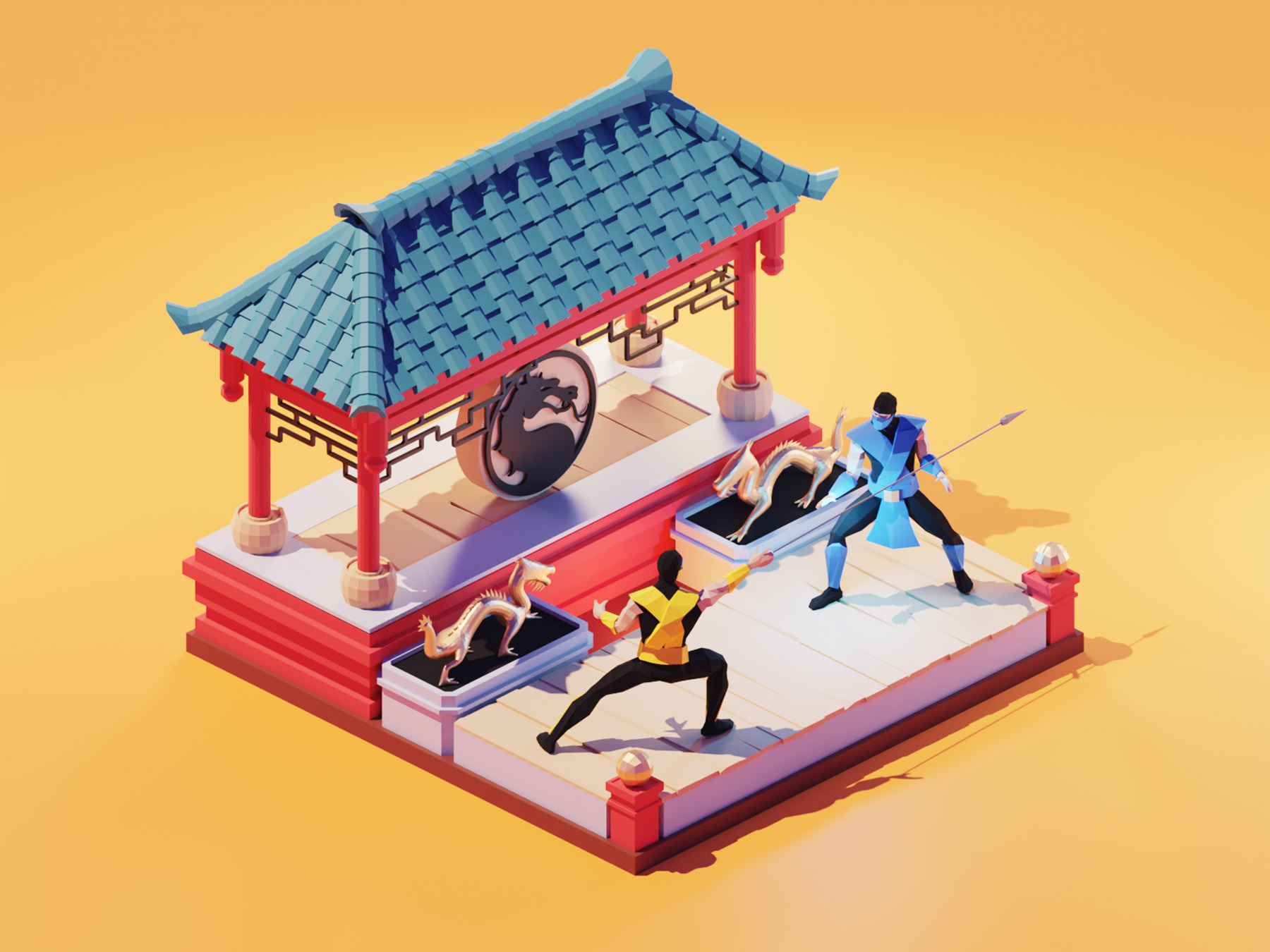 Mortal Kombat game art mortal kombat lowpolyart low poly diorama lowpo.jpg