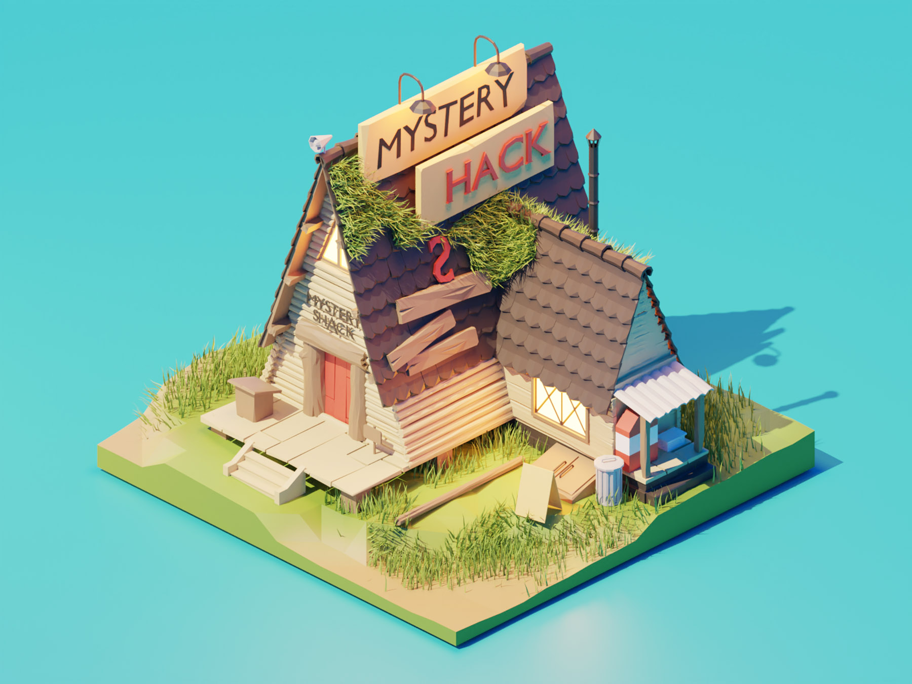 Mystery Shack disney gravity falls mystery shack fanart lowpolyart dio.jpg