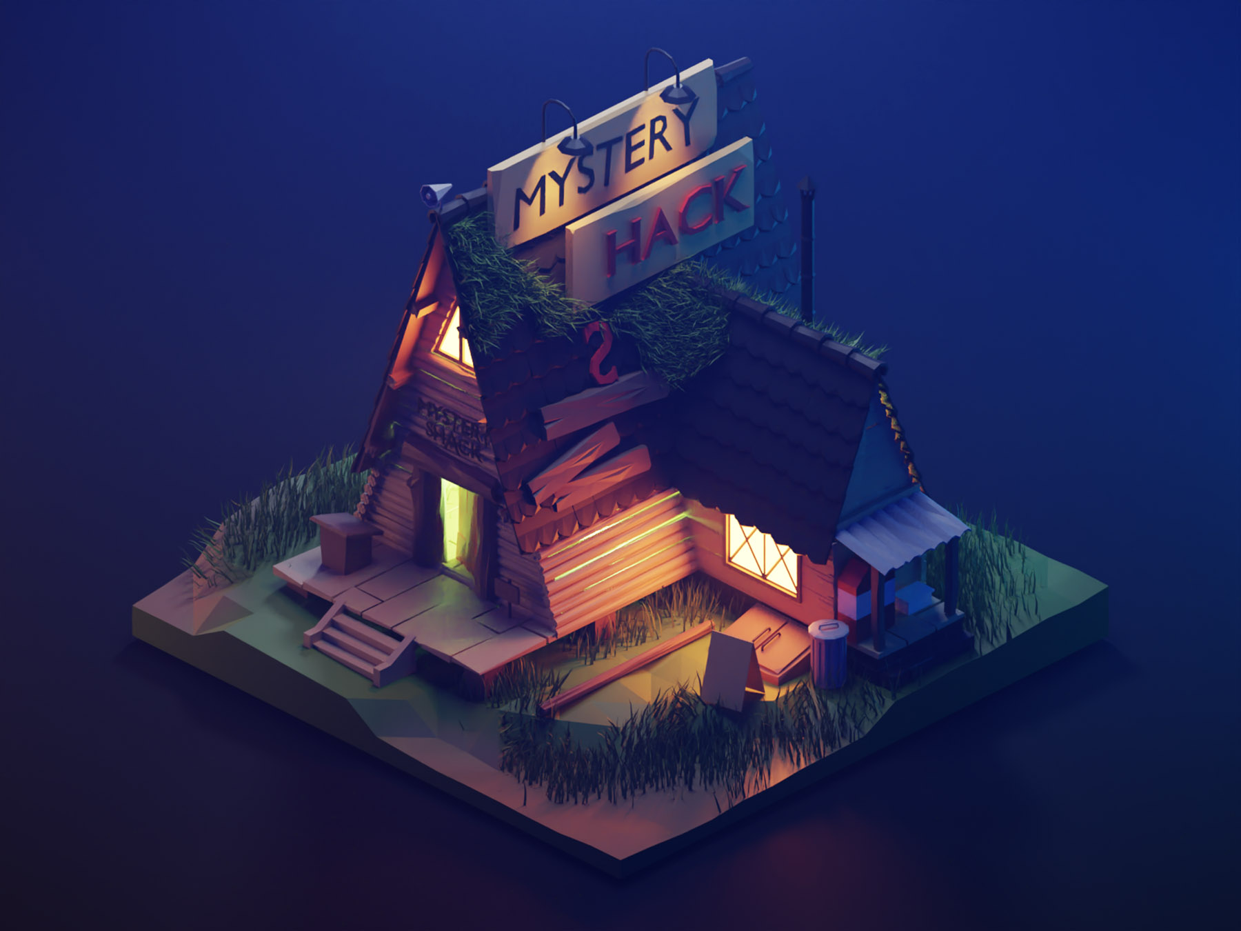 Mystery Shack at Night gravity falls mystery shack fanart lowpolyart d.jpg