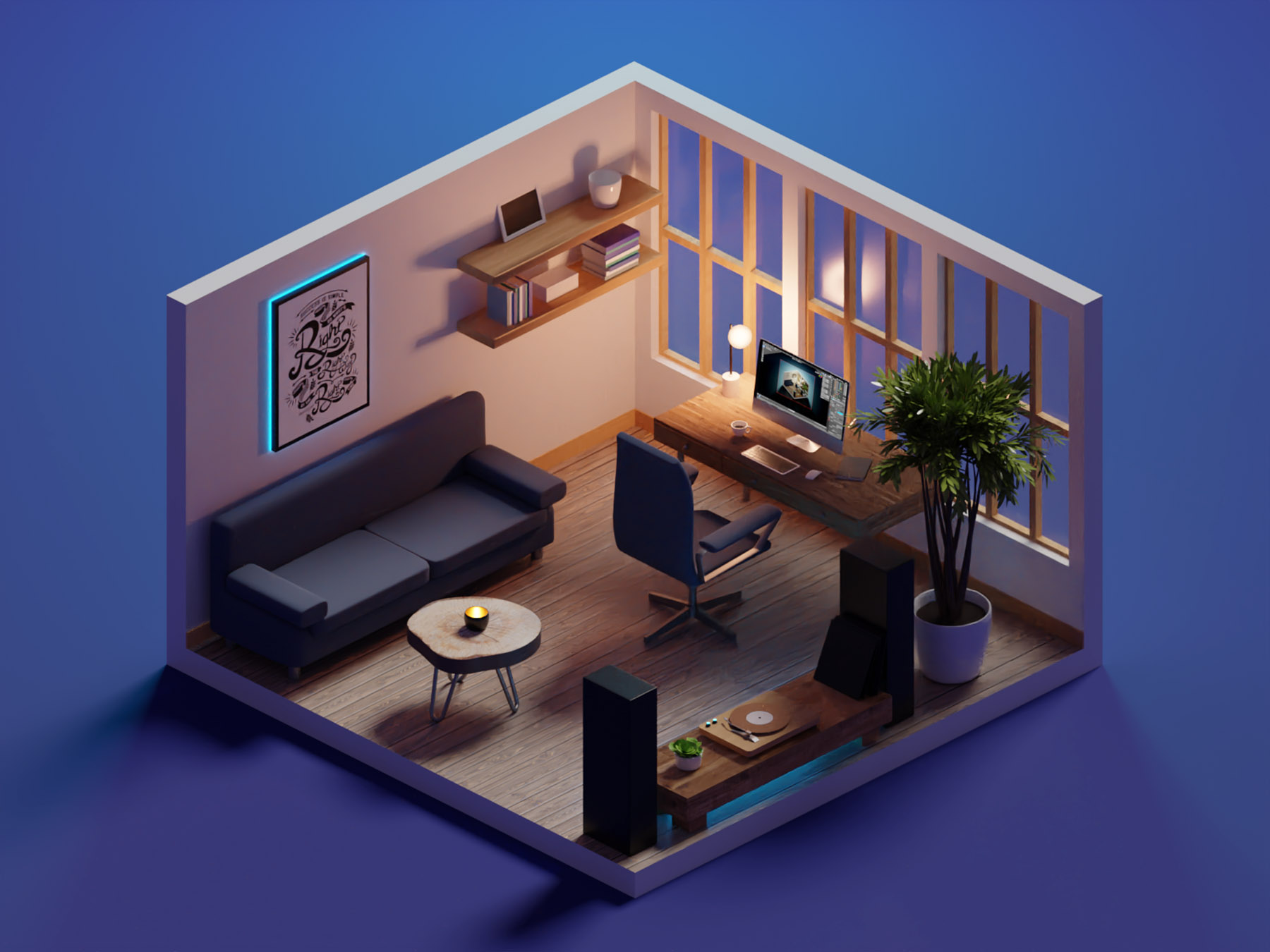 Night Shift office design office room diorama isometric render blender.jpg