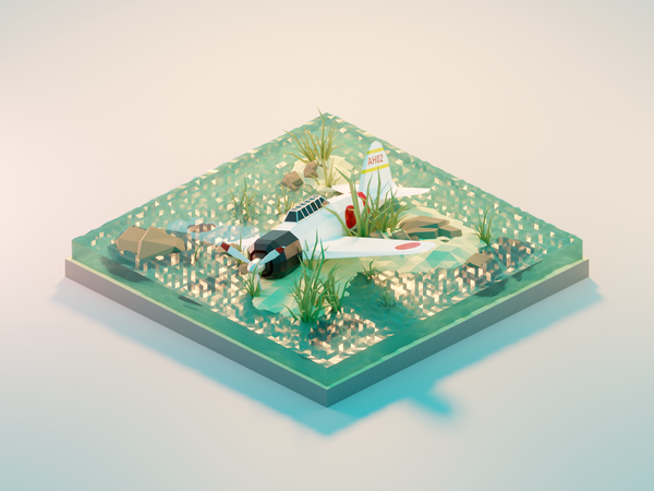 Pacific Plane Crash pacific world war 2 crash airplane plane lowpolyar.png