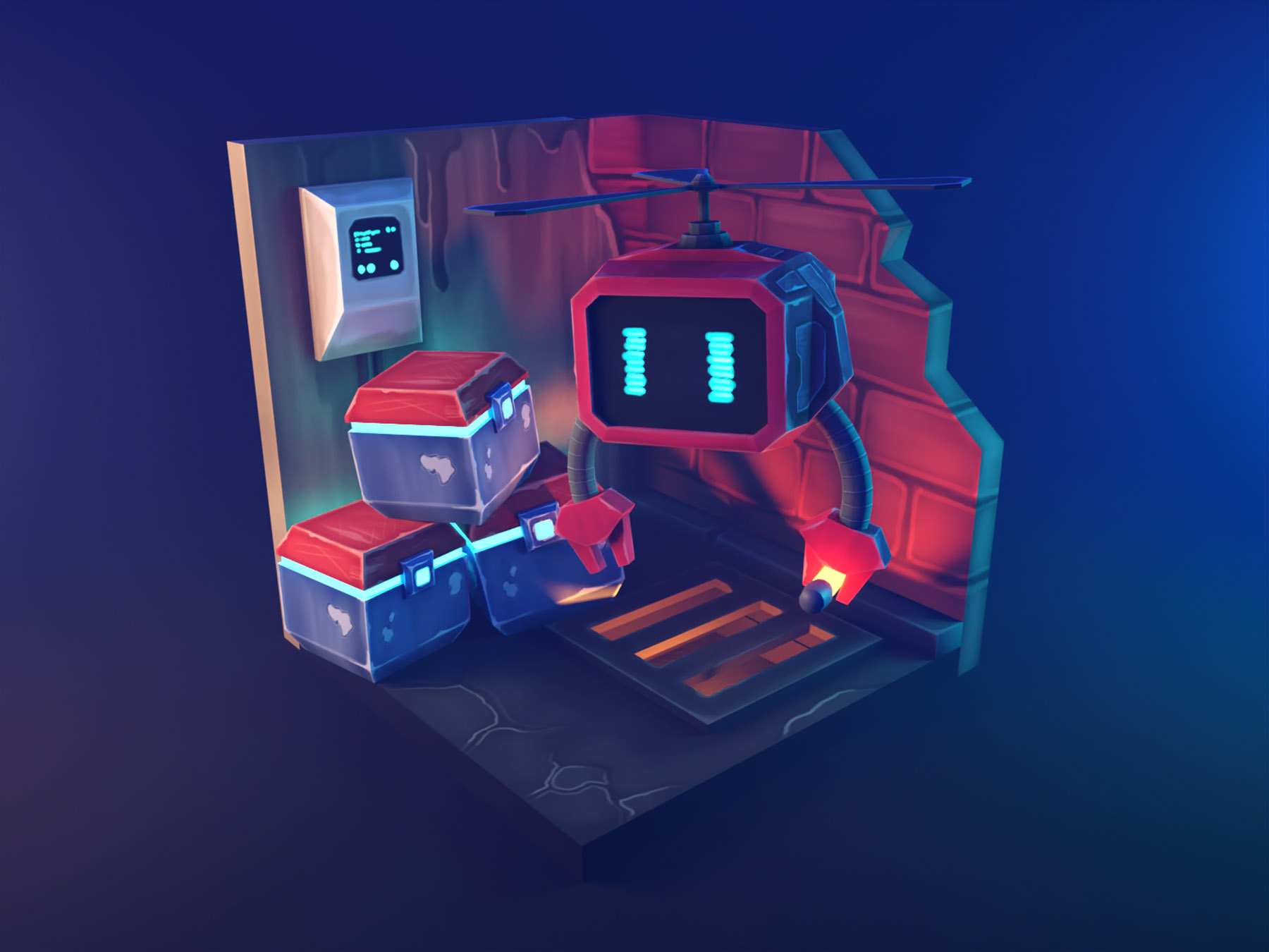Parts Dealer painting bots lowpolyart diorama low poly isometric lowpo.jpg