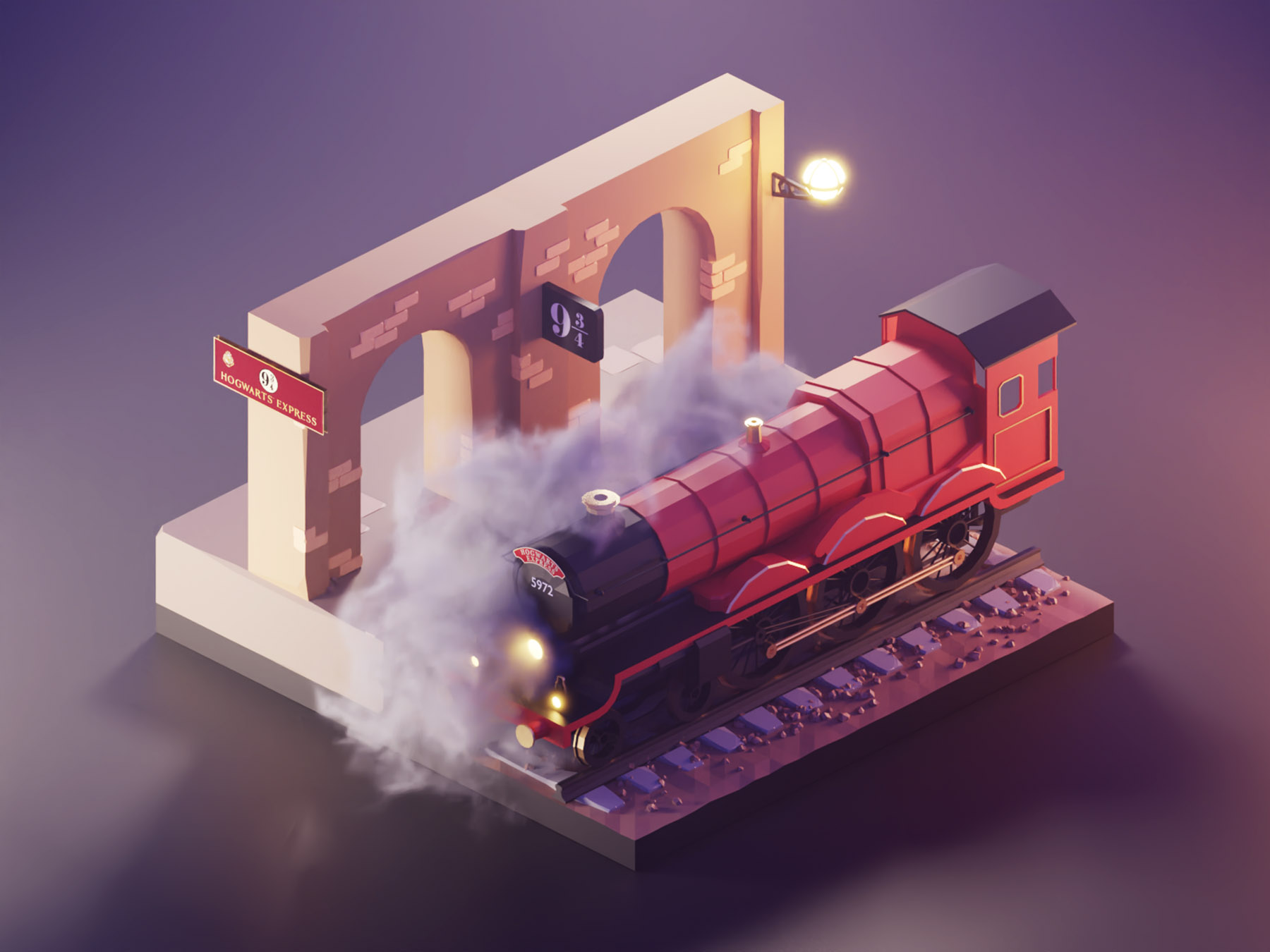 Platform 9 and 34 hogwarts express harry potter fanart lowpolyart dior.jpg