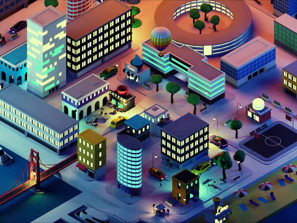 Polywork City at Night city illustration city animation lowpolyart low.png