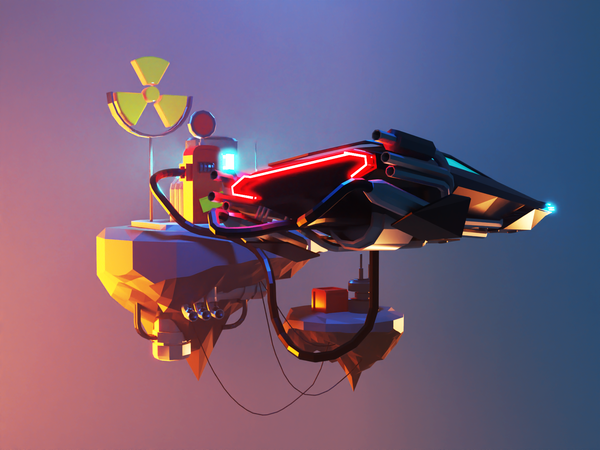 Plutonium Station hovercar flying car cyberpunk sci-fi lowpolyart dior.png