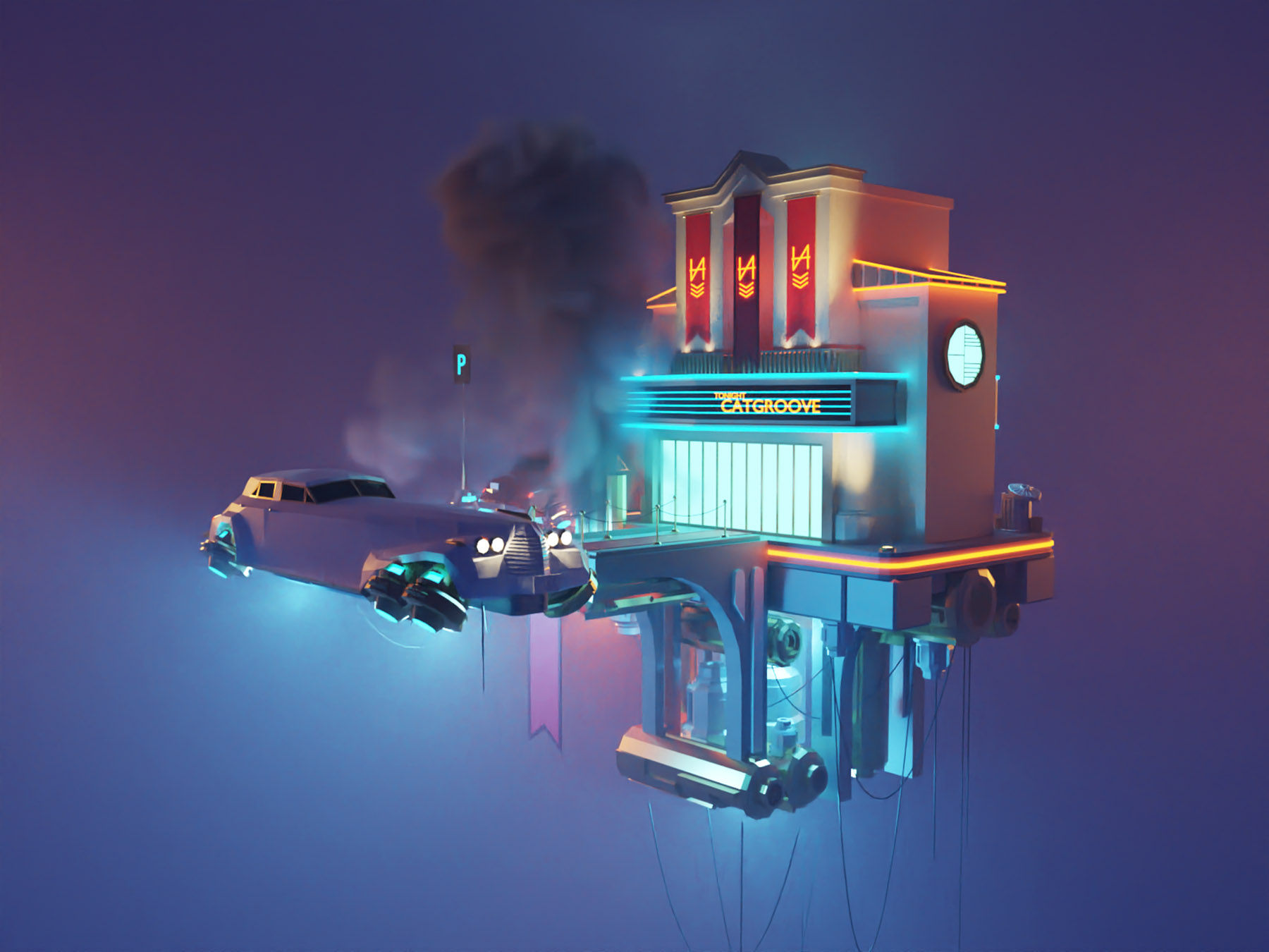 Red Carpet Club cyberpunk dieselpunk lowpolyart diorama low poly lowpo.jpg