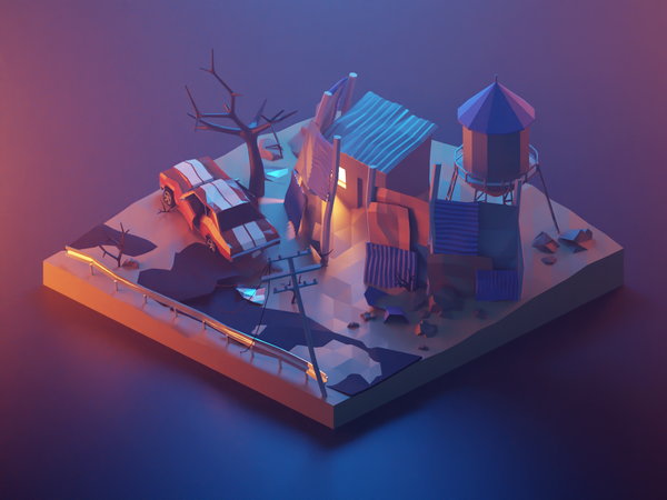Post-Apocalyptic Settlement 3dillustration settlement fallout postapoc.png