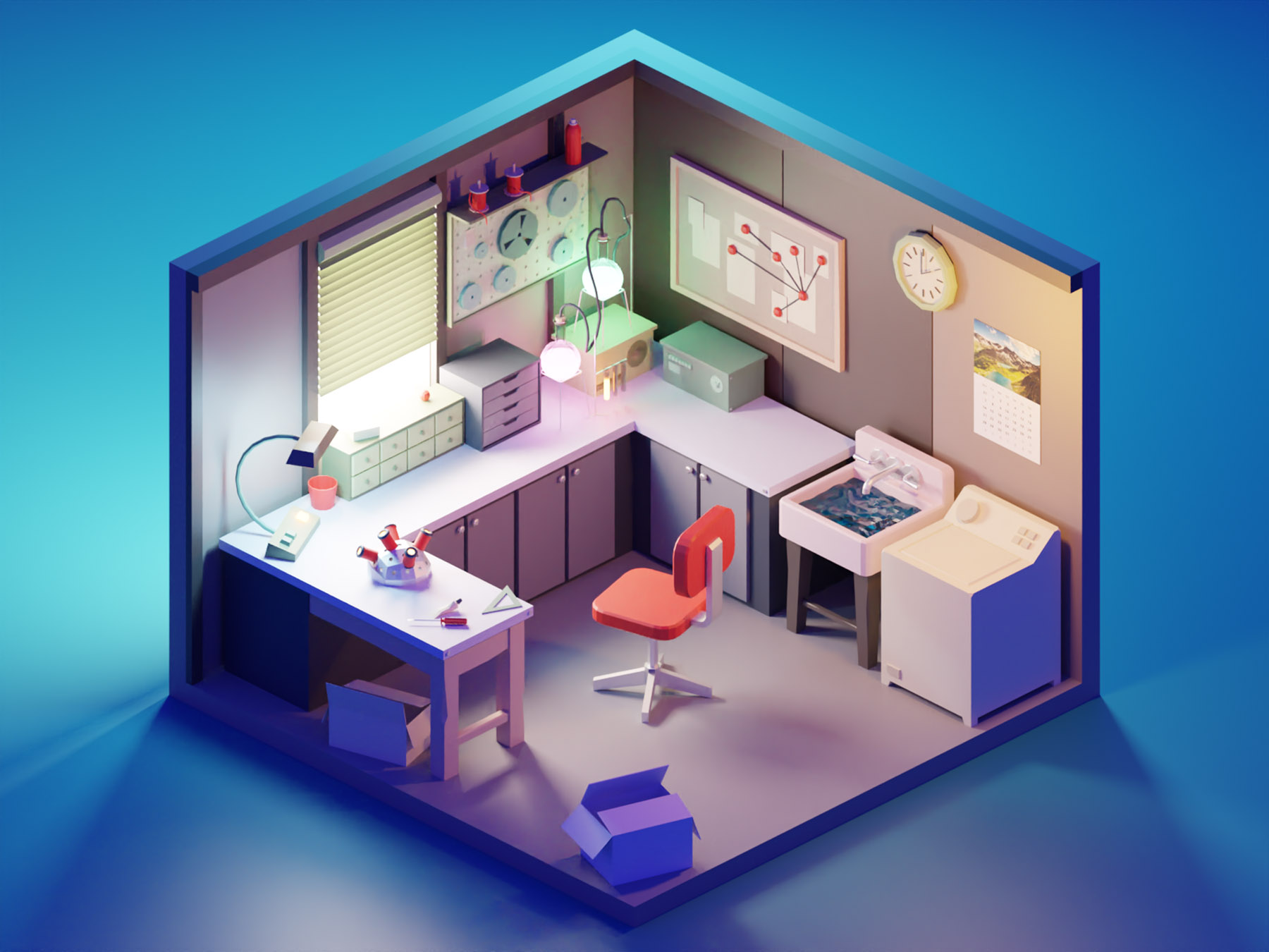 Rick  Morty Garage room rick and morty fanart lowpolyart diorama low p.jpg