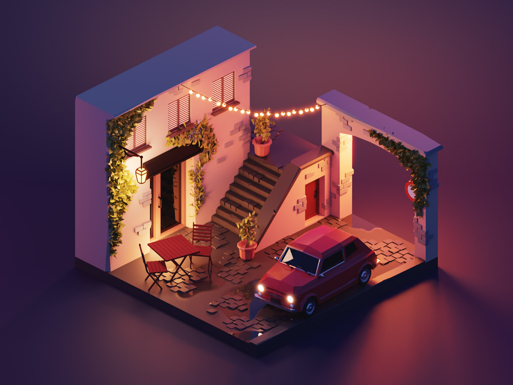 Rome Alleyway city rome lowpolyart low poly diorama isometric lowpoly.jpg