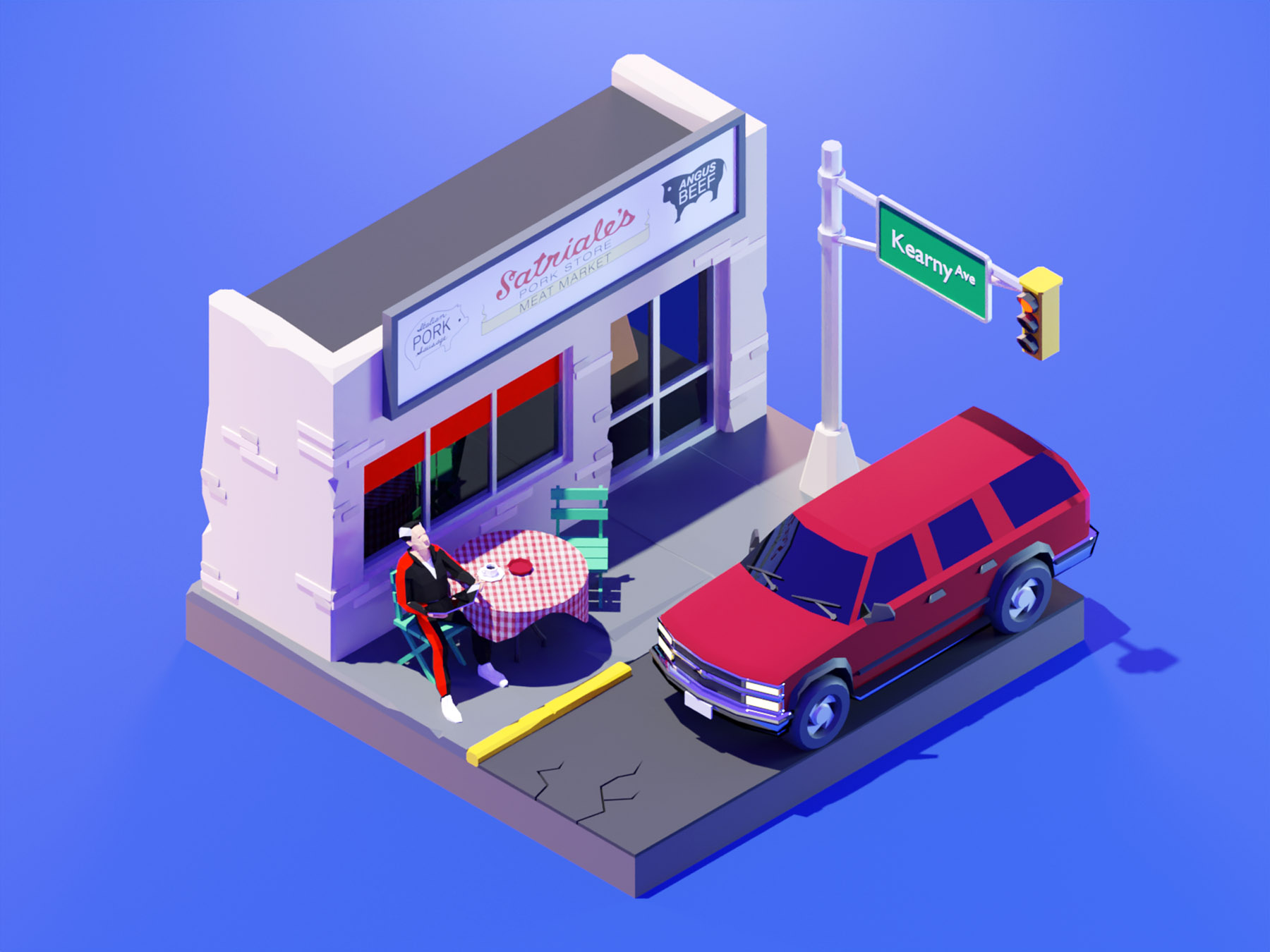 Sopranos sopranos lowpolyart low poly diorama lowpoly isometric render.jpg