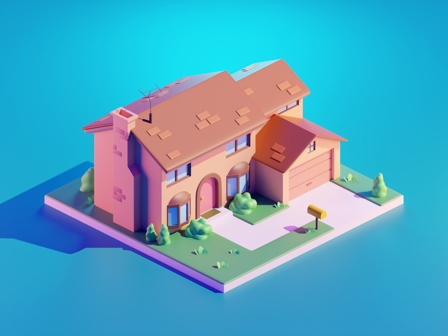 Simpsons 3d illustration simpsons house diorama isometric blender illu.jpg