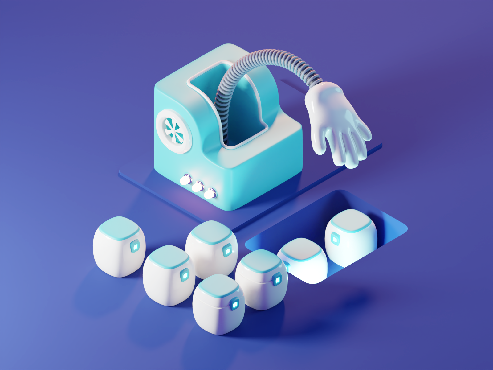 Sorting Bot webillustration ui bots isometric render blender illustrat.png