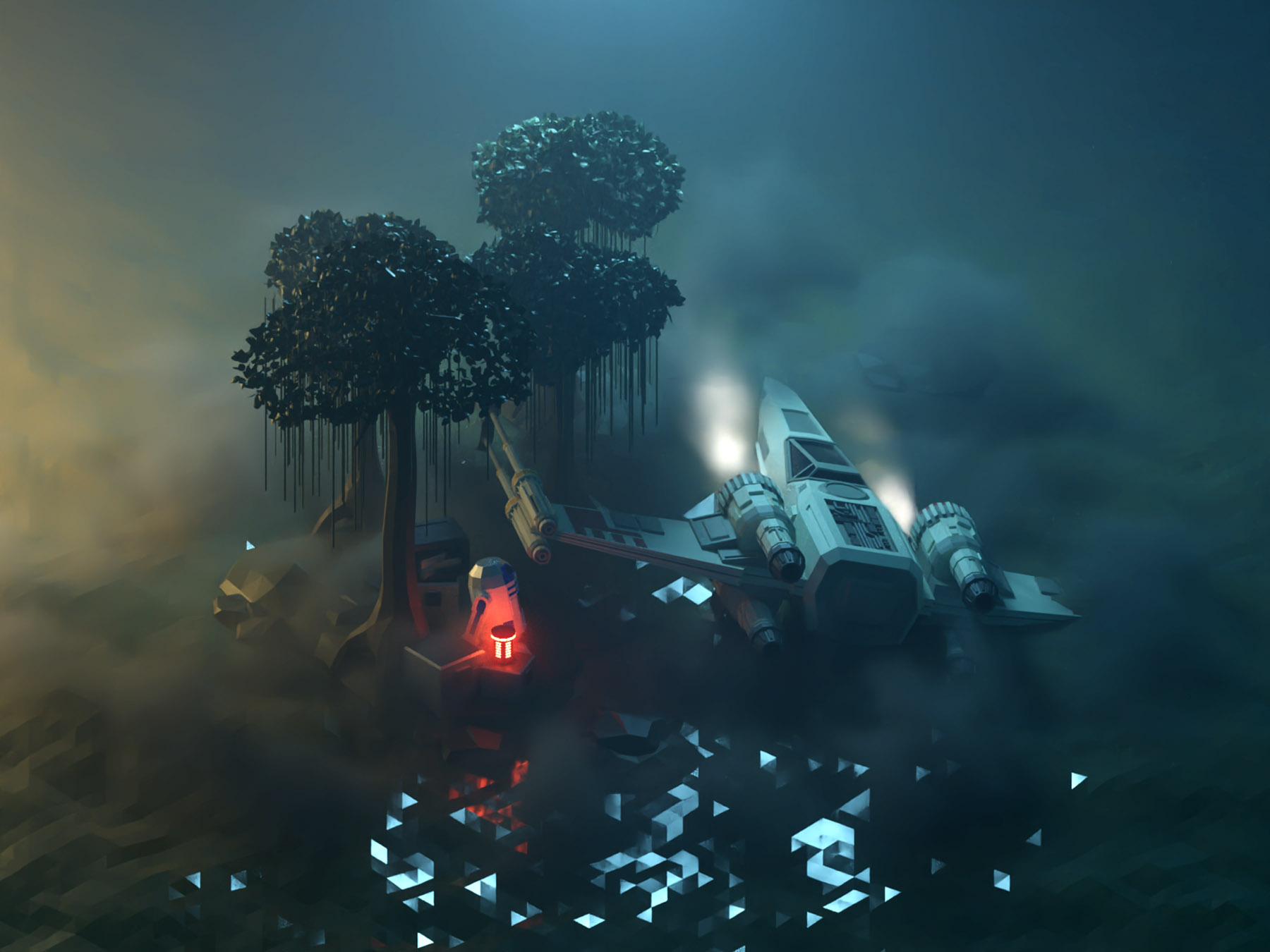 Star Wars Dagobah Crash star wars starwars fanart lowpolyart diorama l.jpg