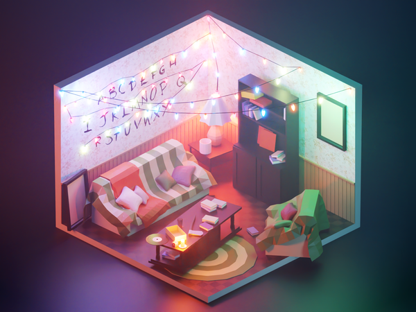 Stranger Things scif-fi stranger things byers living room room fanart.png