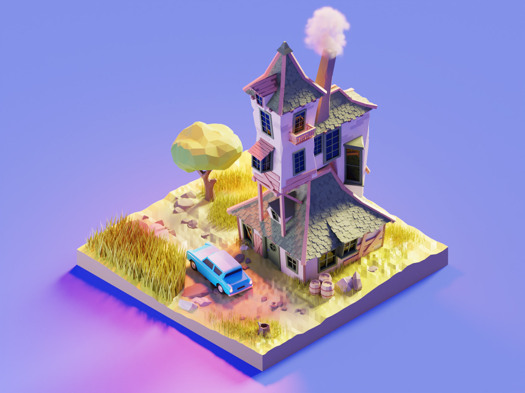 The Burrow render harry potter fanart lowpolyart diorama low poly isom.jpg
