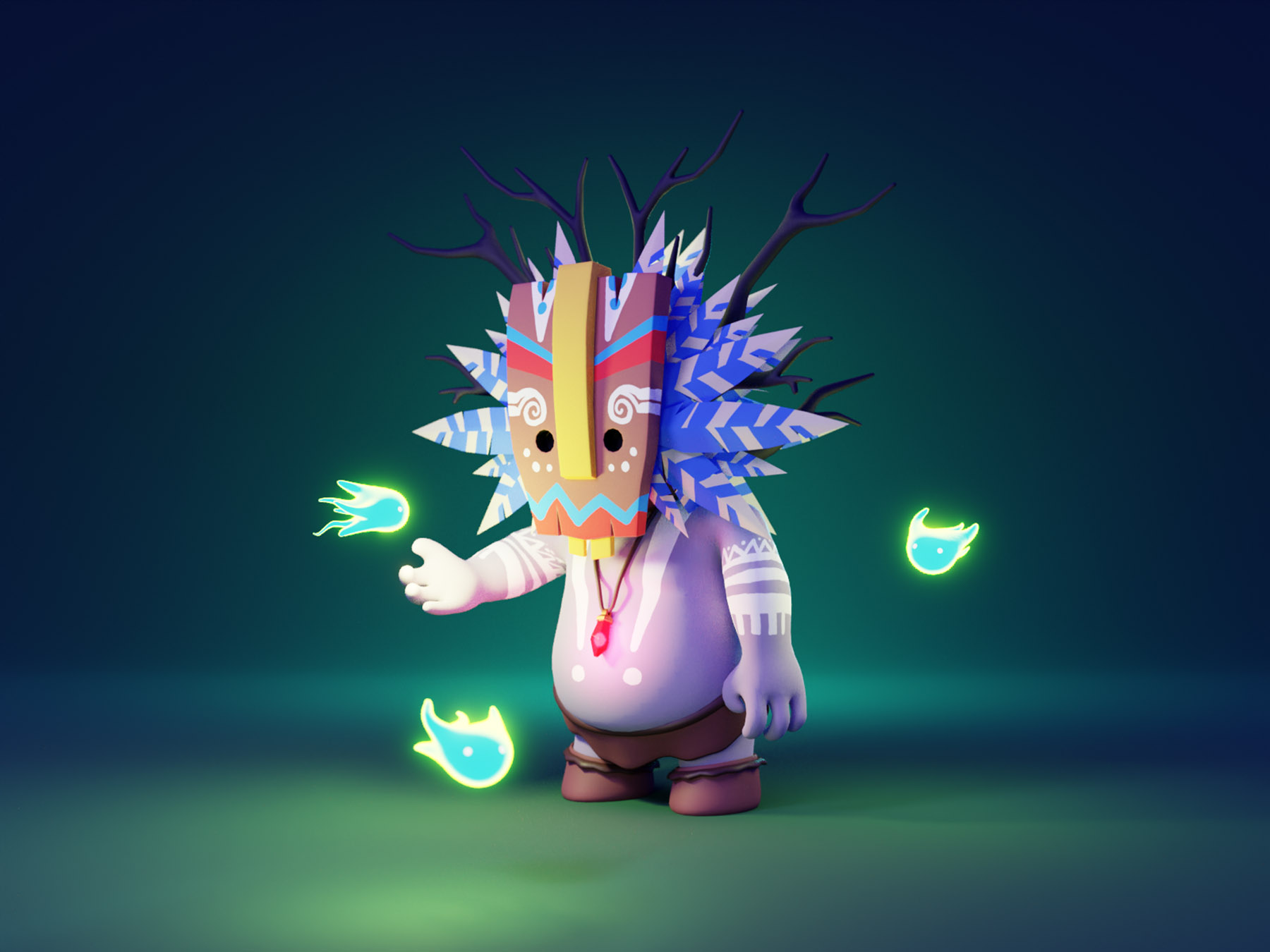 Tiki Shaman character illustration 3d character charater design charac.jpg